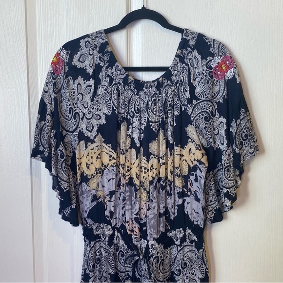 Raga Anthropologie Jolie Off Shoulder Ruffled Smocked Jumpsuit Medium NWT - Picture 5 of 13